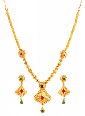 22K Gold Designer Necklace Set ( Gold Designer Sets )