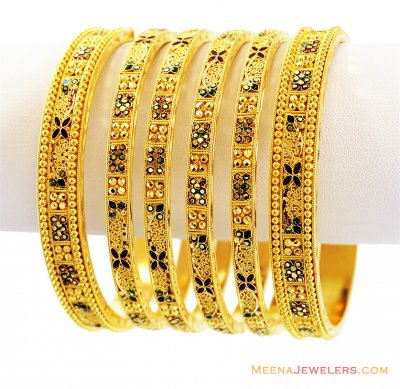 Meenakari (4 pcs) Bangles Set 22k ( Set of Bangles )