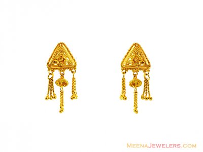 22K Yellow Gold Fancy Earrings   ( 22Kt Gold Fancy Earrings )