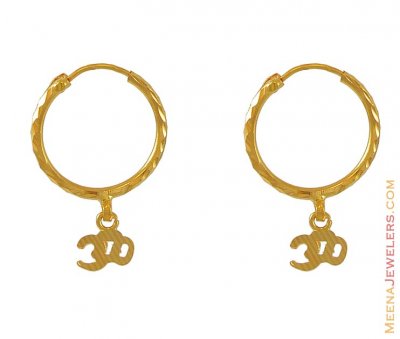 Gold Hoops with Om Dangling ( Hoop Earrings )