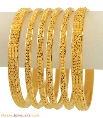 22k Yellow Gold Bangles Set (6 pcs) ( Set of Bangles )