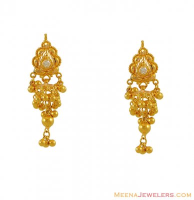 22K Gold Earrings with Hangings ( 22Kt Gold Fancy Earrings )