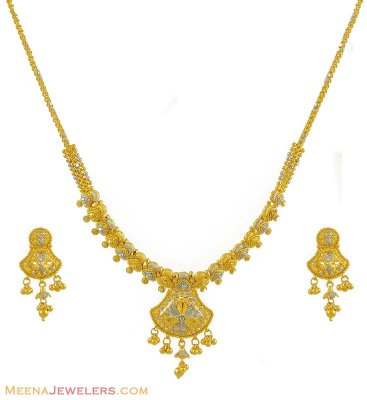 22K Two Tone Necklace Set ( Light Sets )