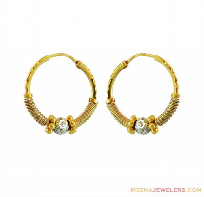 22k Two Tone Bali ( Hoop Earrings )