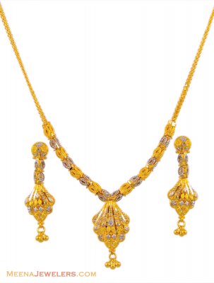 22k Gold 2 Tone Necklace Set ( Light Sets )