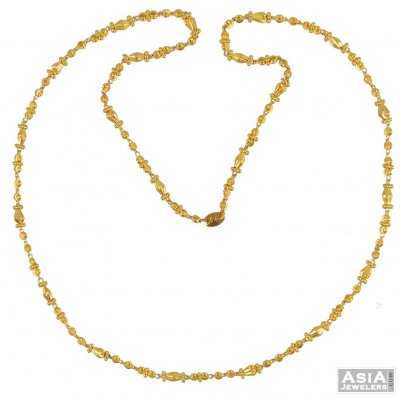 22k Gold Long Beaded Chain - ChLo11111 - 22k gold long chain (26 inches ...