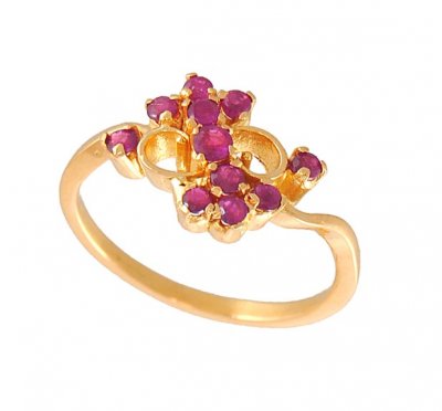 Gold Ring with Ruby ( Ladies Rings with Precious Stones )