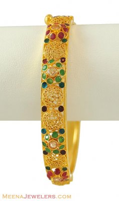 Gold Bangles with Precious Stones ( Kadas )