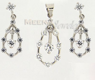 18 Kt White Gold Pendant Sets ( White Gold Pendant Sets )