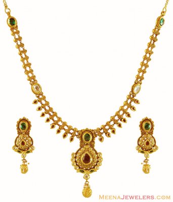 22k Gold Antique Necklace Set ( Antique Necklace Sets )