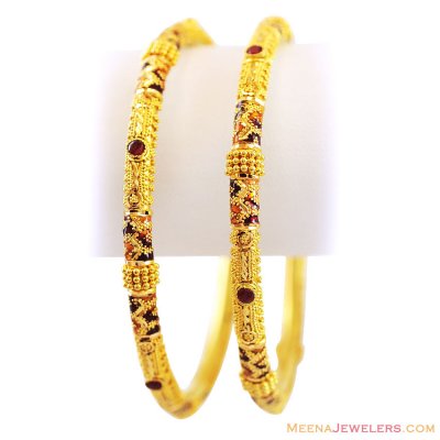 22K Gold Nice Meenakari Bangles ( Gold Bangles )