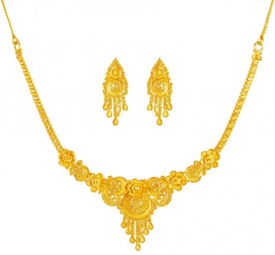 22 Karat Gold Necklace Earring Set ( 22 Kt Gold Sets )