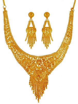 22kt Gold Necklace and Earring Set ( 22 Kt Gold Sets )