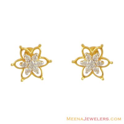 22K Gold CZ Tops ( Signity Earrings )