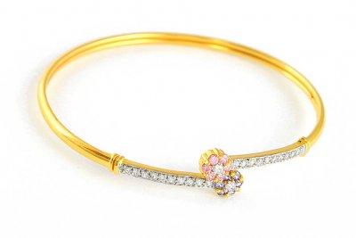 Gold Bangle with Colored Signity ( Stone Bangles )