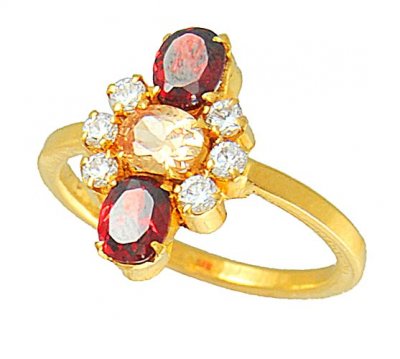Gold Ring with Cubic Zircons ( Ladies Rings with Precious Stones )