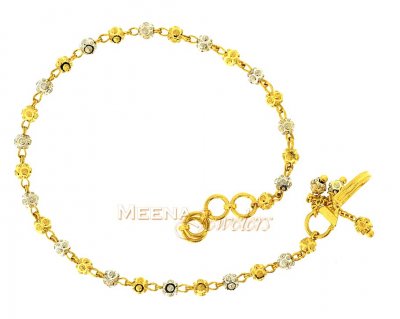 22kt Yellow Gold Two Tone Bracelet  ( Ladies Bracelets )