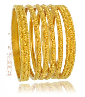 22Kt Gold Handmade Bangles ( Set of Bangles )