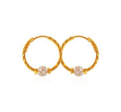 22Kt Gold Two Tone Baby Bali ( Hoop Earrings )