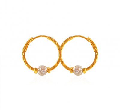 22Kt Gold Two Tone Baby Bali ( Hoop Earrings )