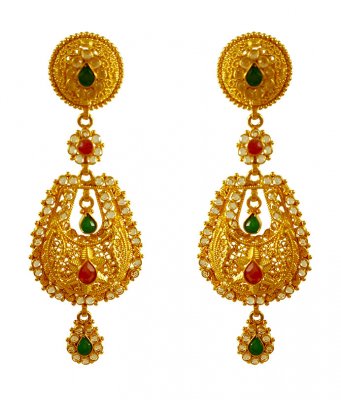 22kt Gold Polki Earring ( Long Earrings )
