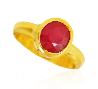 22 Karat Gold Ruby Ring ( Ladies Rings with Precious Stones )