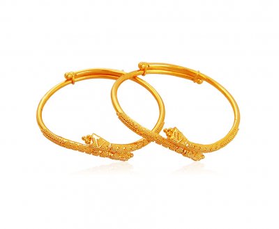 22K Indian Design Baby Kadas (2 Pc) ( Baby Bangles )