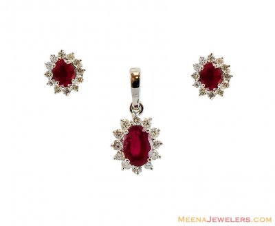 Fancy Ruby Diamond Pendant Set ( Diamond Pendant Sets )