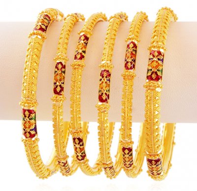 22k Designer Meenakari Bangles 4 ( Set of Bangles )