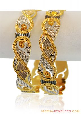 22k Designer Rhodium Kadas(Pair) ( Two Tone Bangles )