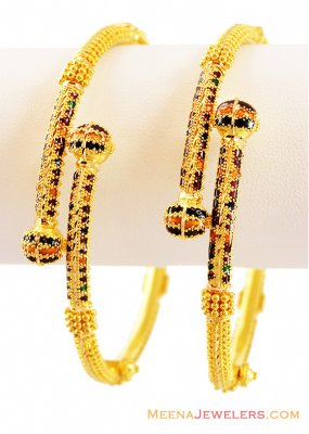 Fancy Meenakari Gold Kadas 22K (1 Pc Only) ( Kadas )