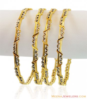 Two Tone Gold Bangle set of 4 ( Set of Bangles )