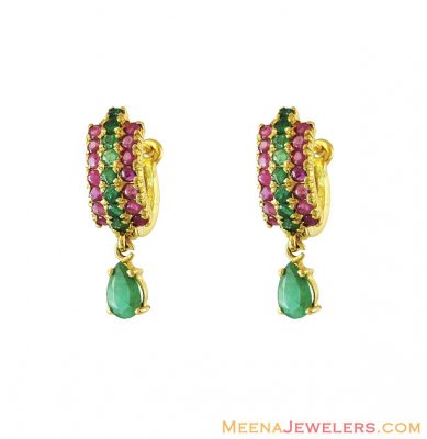 22K Precious Stone Clip On Earrings ( Clip On Earrings )