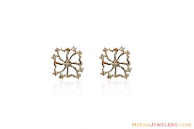 18Kt White Gold Floral Earrings ( White Gold Earrings )