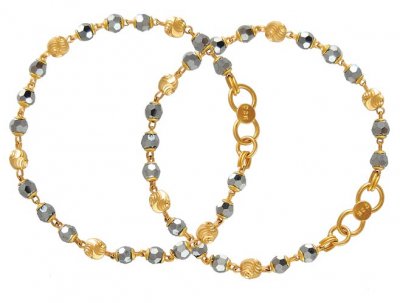 22Kt Baby Bracelet with Crystals ( Black Bead Bracelets )