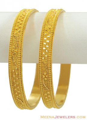 22K Yellow Gold Filigree Bangle ( Gold Bangles )