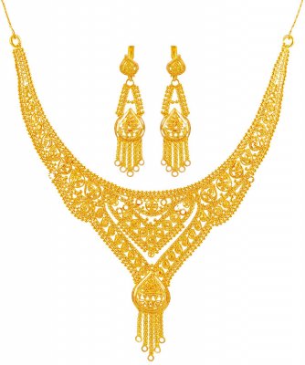 Gold Necklace And Earring Set ( 22 Kt Gold Sets )