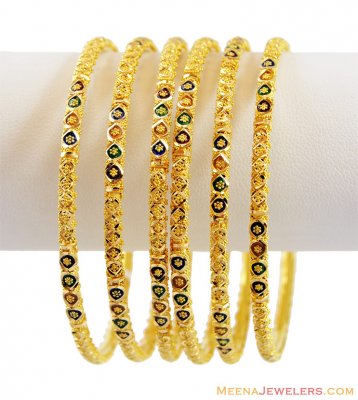 Fancy (6 Pc) Meenakari Bangles 22k ( Set of Bangles )