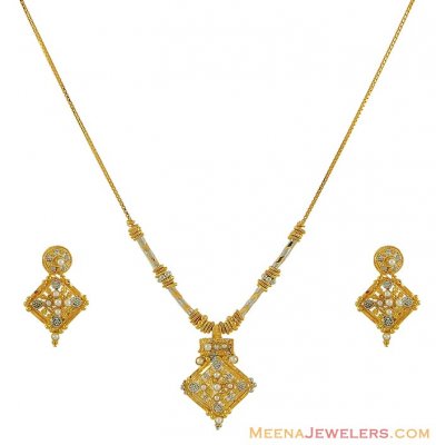 Indian Two Tone Necklace Set (22K) ( Light Sets )