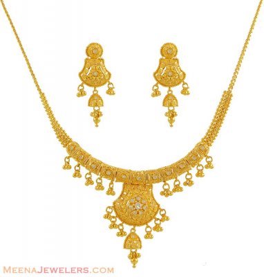 22k Yellow Gold Necklace Set ( 22 Kt Gold Sets )