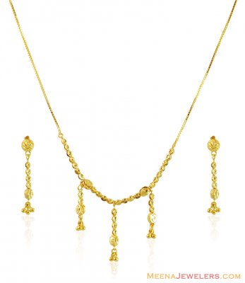 22k Gold Fancy Balls Necklace Set ( Light Sets )