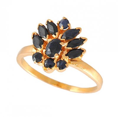 Gold Ring with Sapphire ( Ladies Rings with Precious Stones )