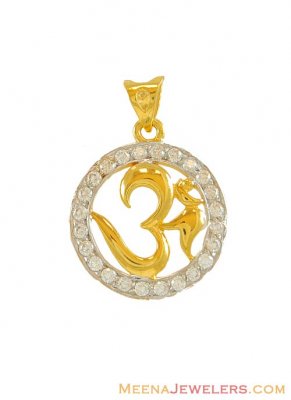 22 Karat CZ Ohm Pendant ( Om Pendants )