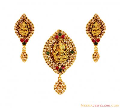 22K Laxmi Jee Pendant Set ( Antique Pendant Sets )