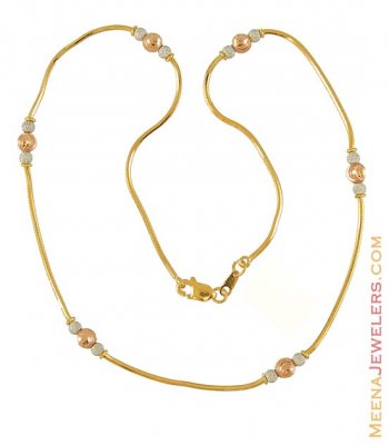 Three tone Ball Chain in 22k Gold ( 22Kt Gold Fancy Chains )