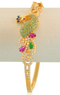 22k Designer Peacock Signity Kada  ( Stone Bangles )