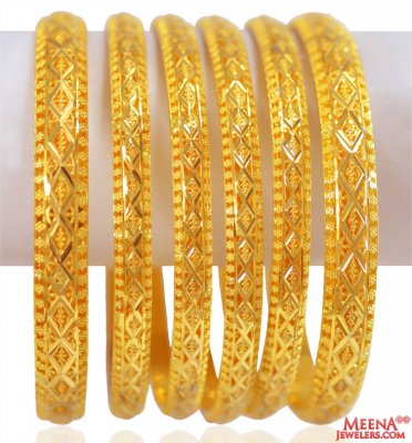 22kt Gold Bangles Set (6 PCs) ( Set of Bangles )