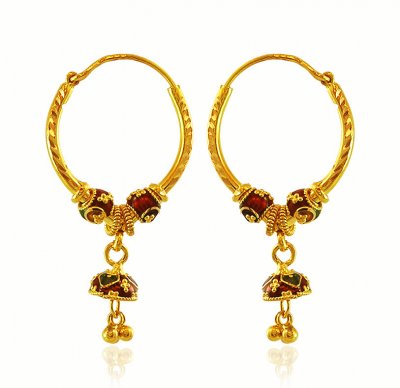 22K Meenakari Hoop Earrings ( Hoop Earrings )