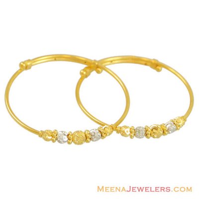 22k 2 Tone Kids Bangles(2 Pcs) ( Baby Bangles )