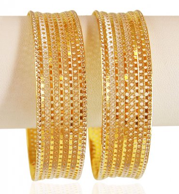 22K Gold Rhodium Bangle (2 PCS) ( Two Tone Bangles )